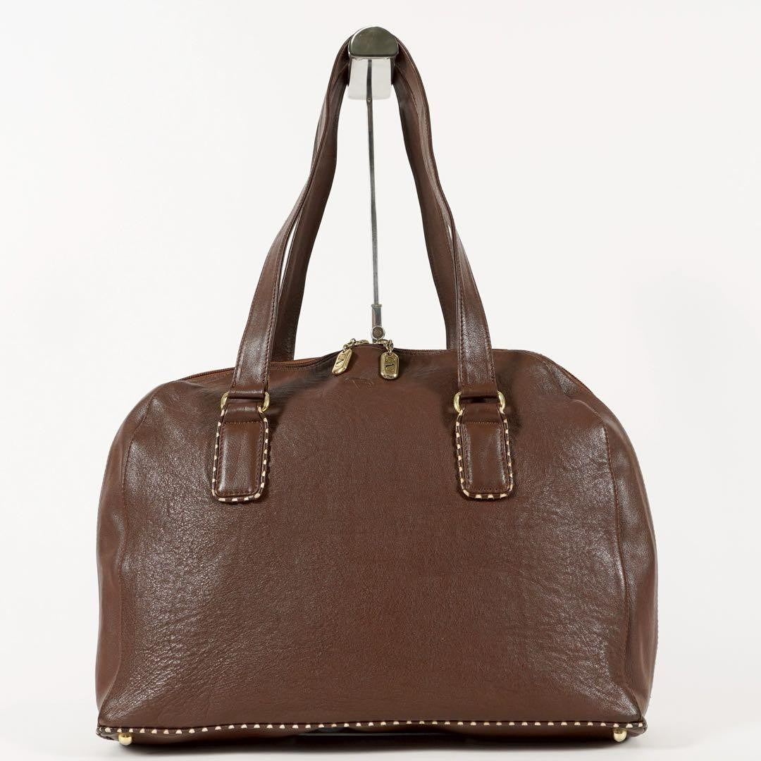Valentino Garavani Hand Bag Tote Purse Leather Brown Authentic