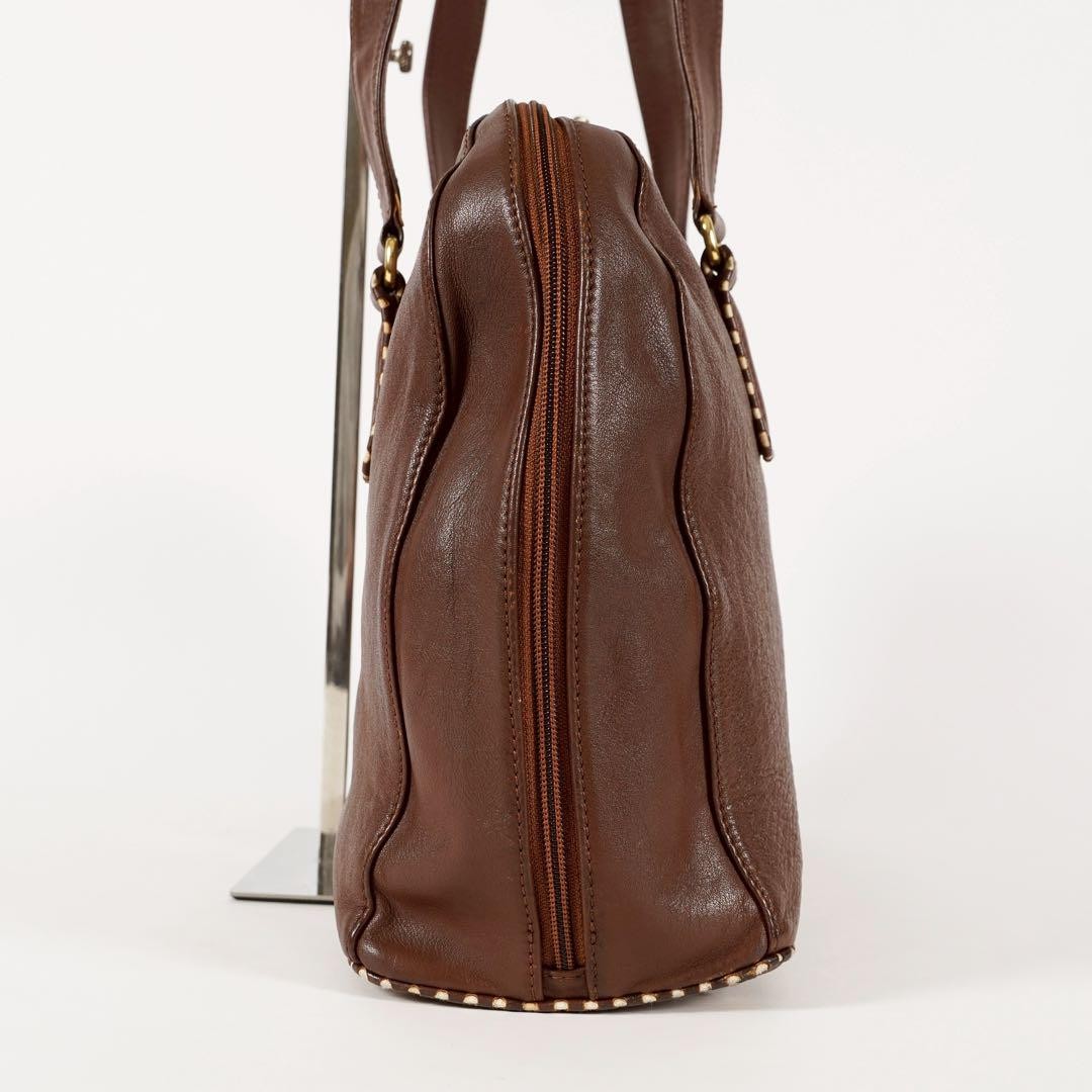 Valentino Garavani Hand Bag Tote Purse Leather Brown Authentic