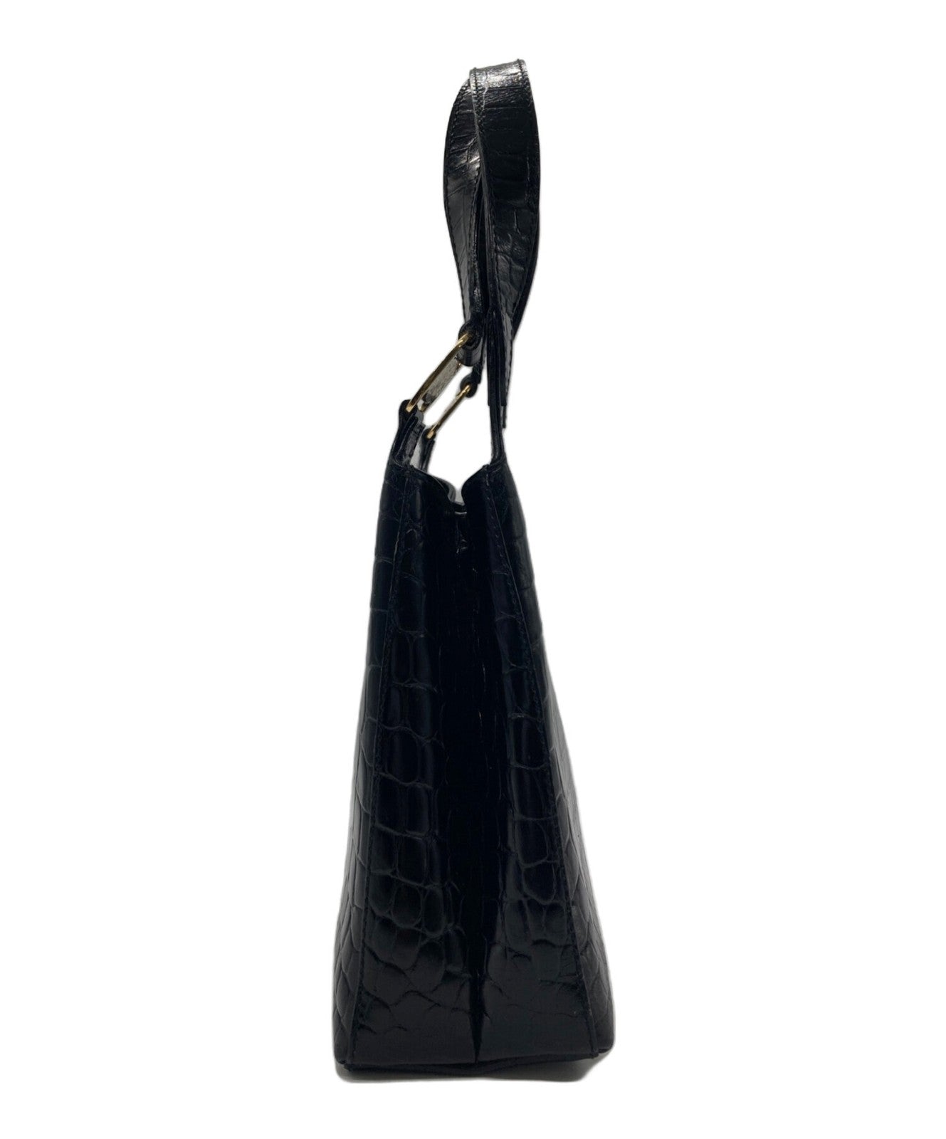 Salvatore Ferragamo Hand Bag Tote Purse Gancini Black Authentic Leather Women's
