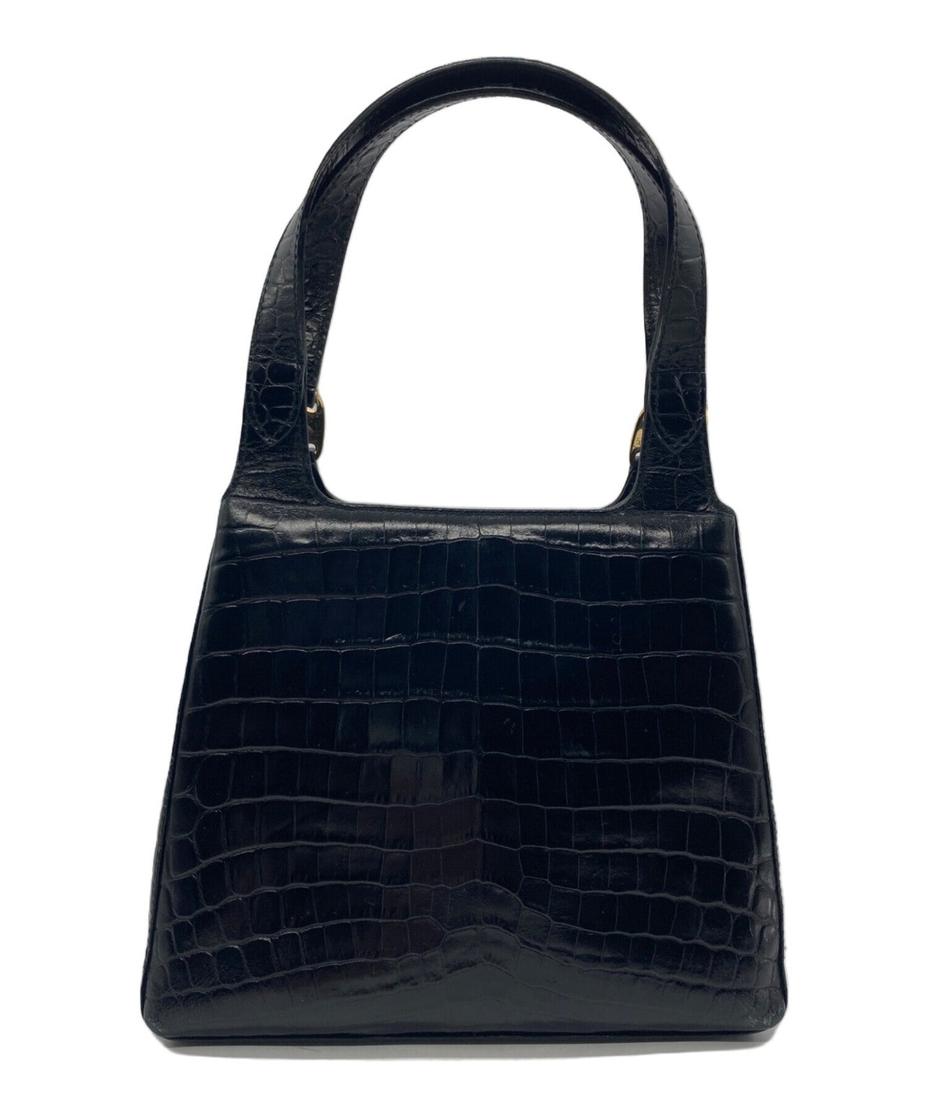 Salvatore Ferragamo Hand Bag Tote Purse Gancini Black Authentic Leather Women's