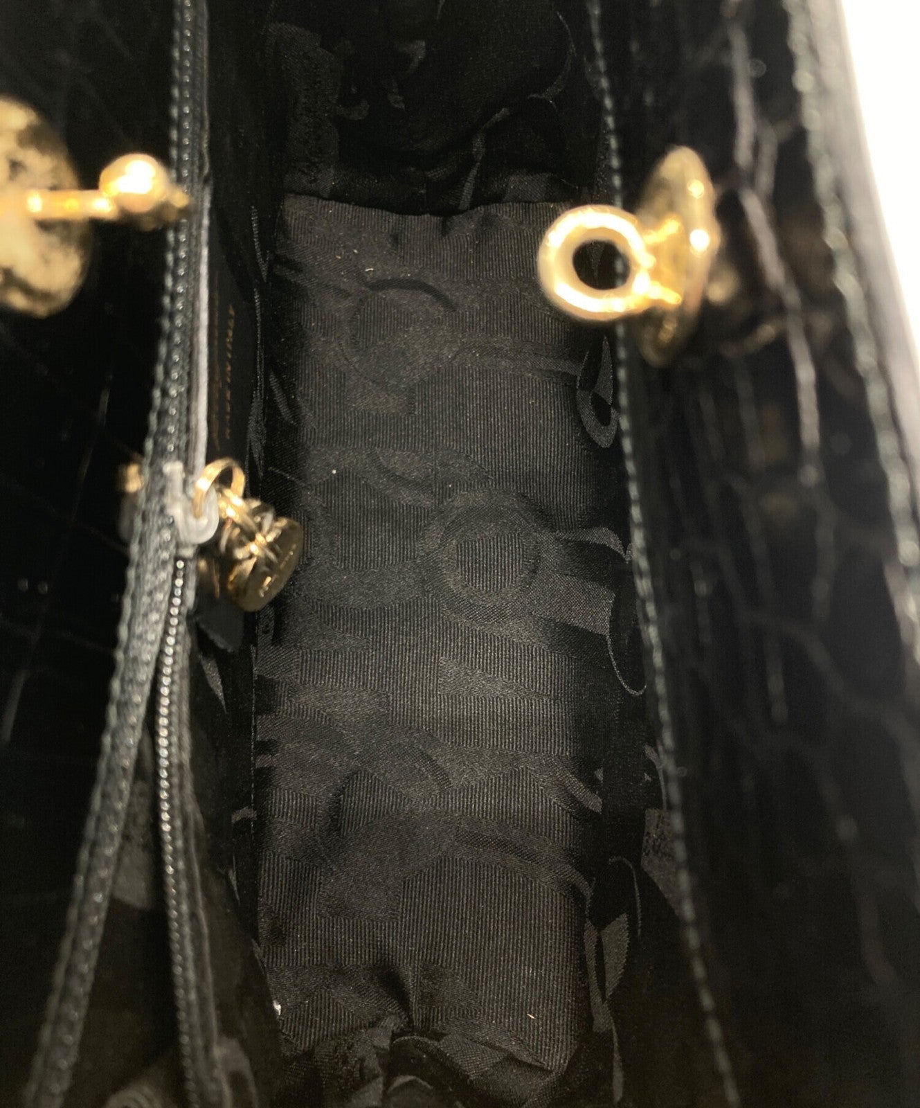 Salvatore Ferragamo Hand Bag Tote Purse Gancini Black Authentic Leather Women's