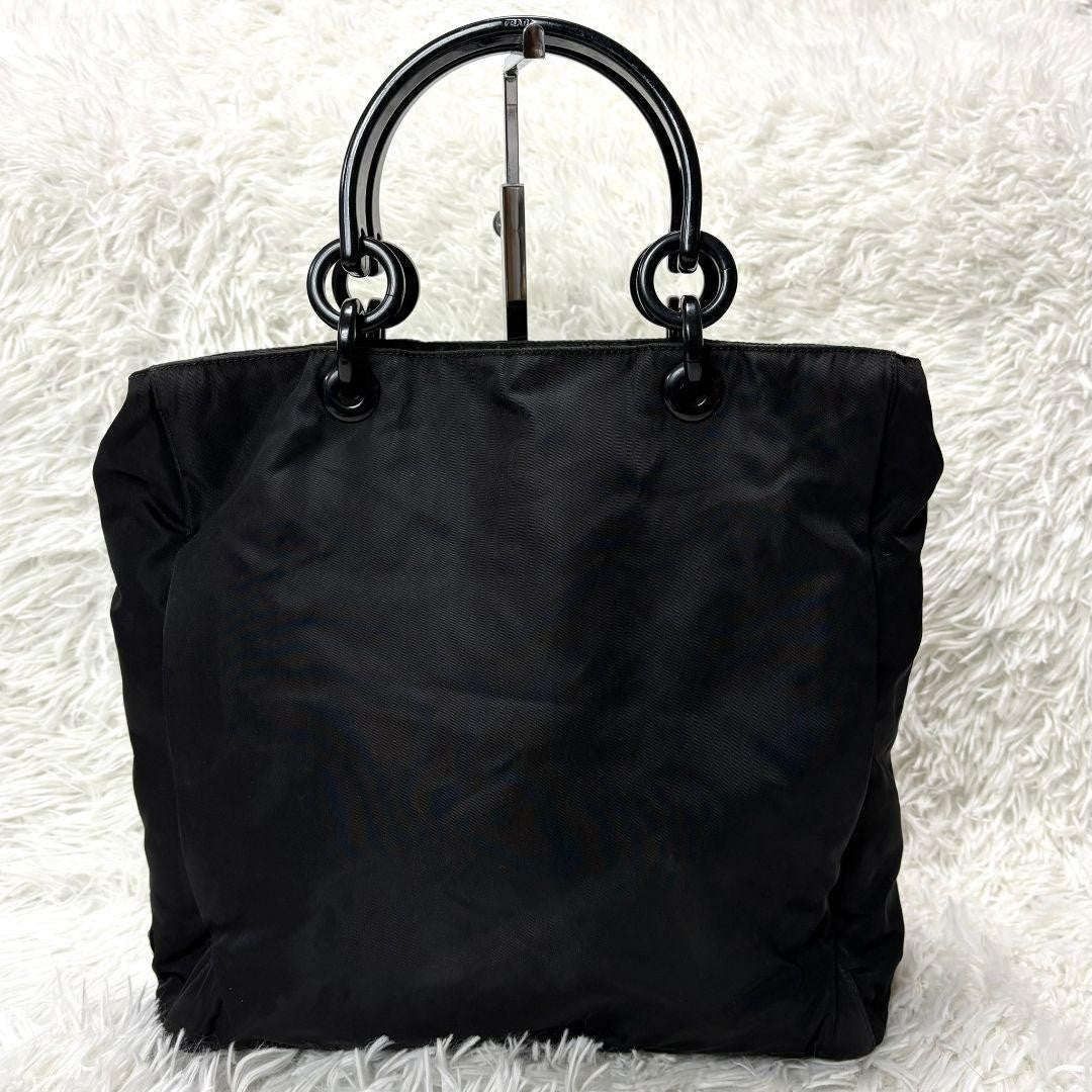 PRADA Hand Bag Tote Purse Logo Nylon Black Authentic