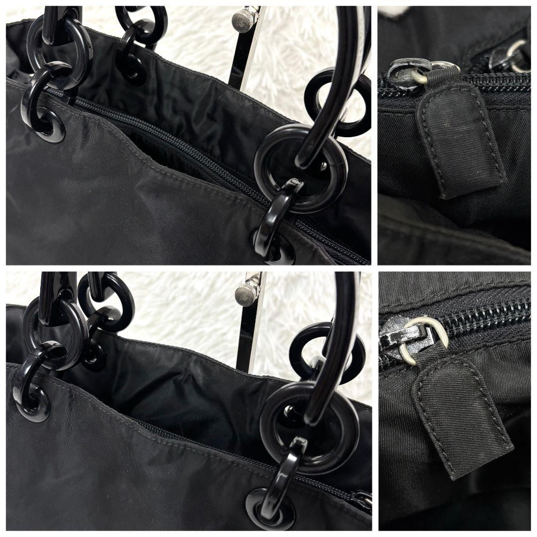 PRADA Hand Bag Tote Purse Logo Nylon Black Authentic