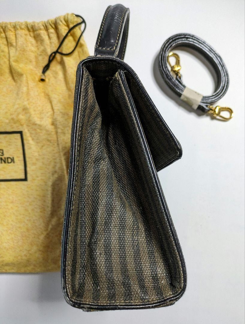 FENDI Hand Bag Tote Purse Dark Gray Authentic