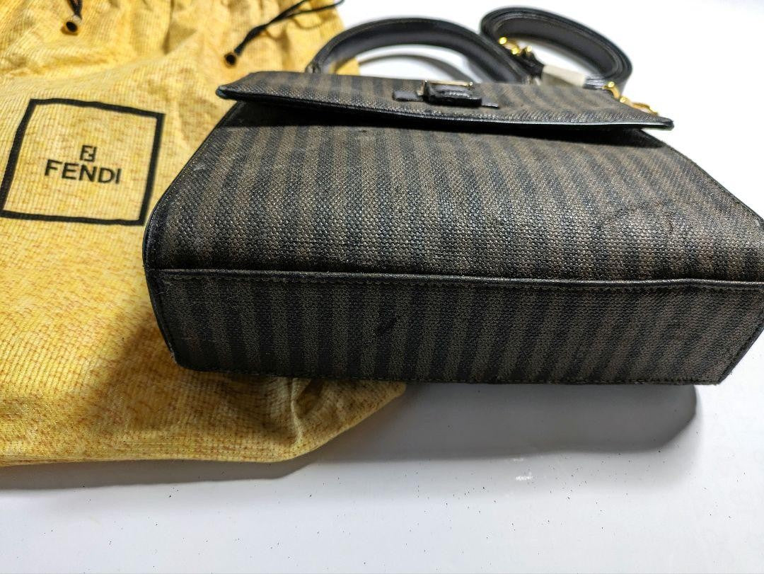 FENDI Hand Bag Tote Purse Dark Gray Authentic