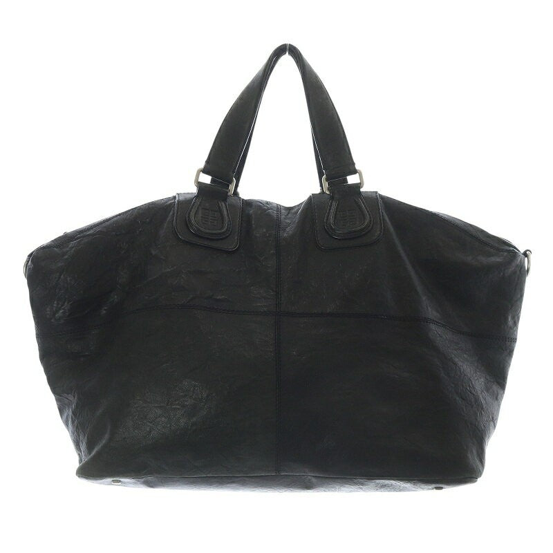 GIVENCHY Hand Bag Tote Purse Nightingale Leather Black Authentic