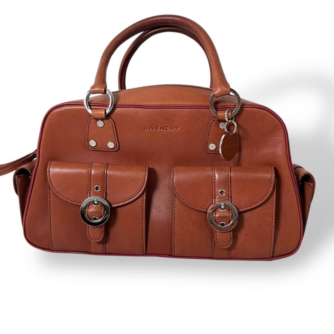 GIVENCHY Hand Bag Tote Purse Leather Brown Authentic
