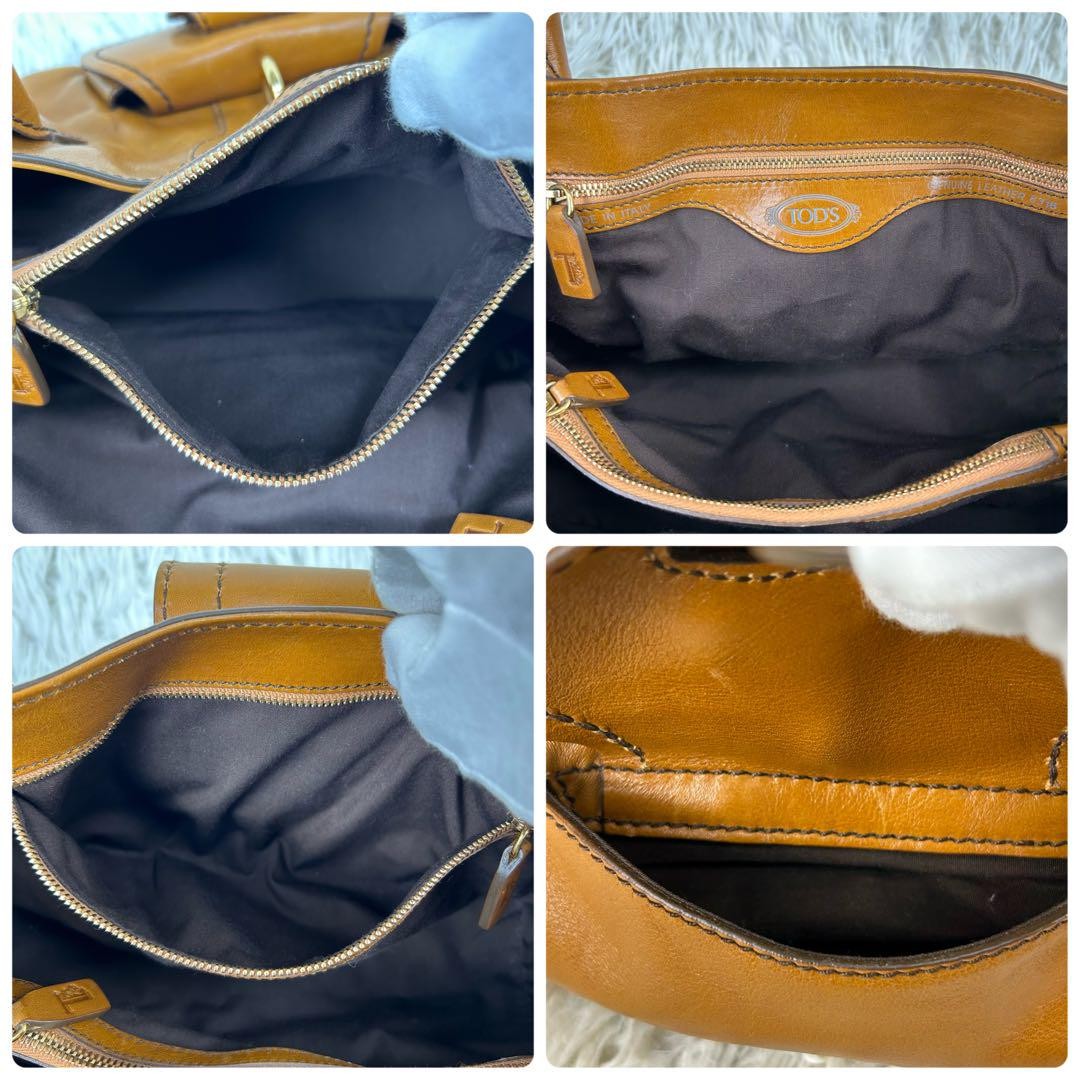 TOD'S Hand Bag Tote Purse Leather Beige Authentic