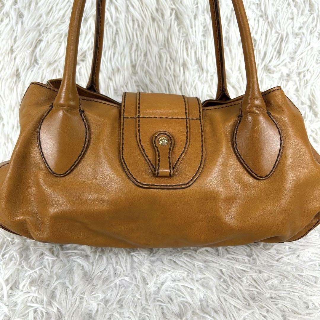 TOD'S Hand Bag Tote Purse Leather Beige Authentic