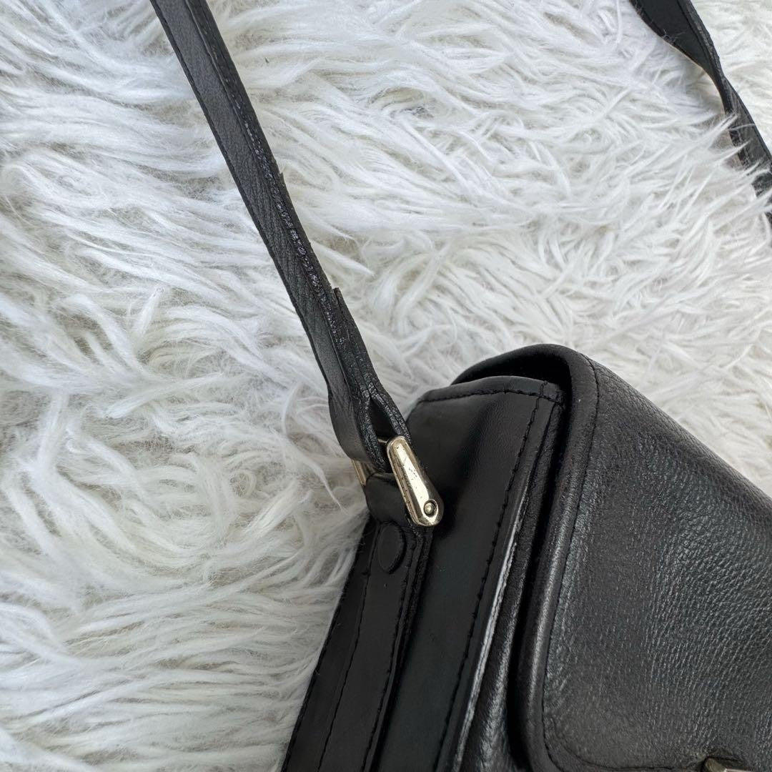BURBERRY Shoulder Bag Purse Nova Check Leather Black Authentic