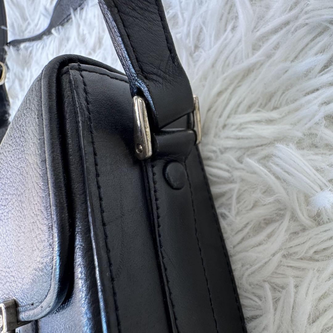 BURBERRY Shoulder Bag Purse Nova Check Leather Black Authentic