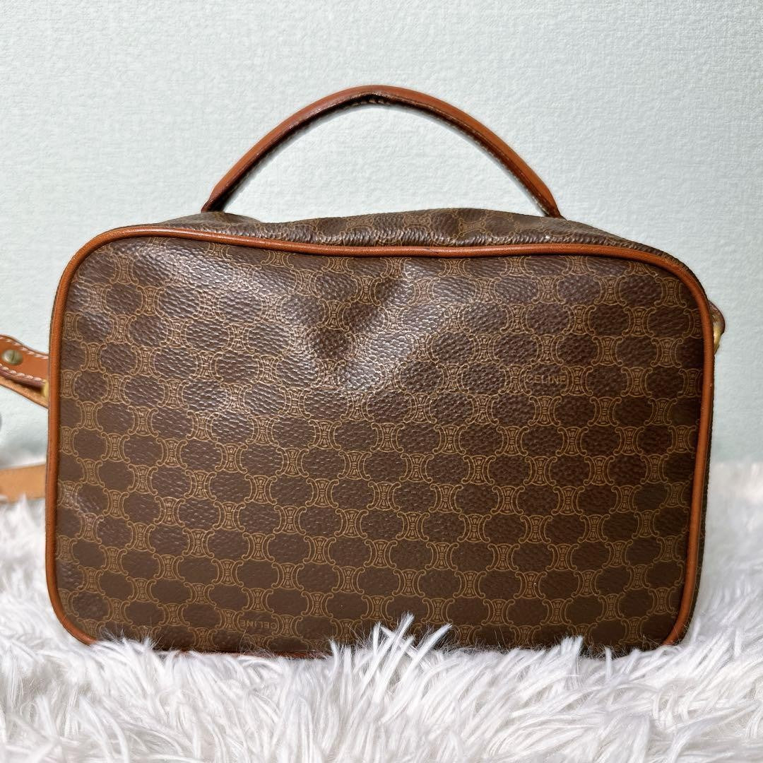 CELINE Shoulder Bag Purse Macadam PVC Leather Brown Authentic