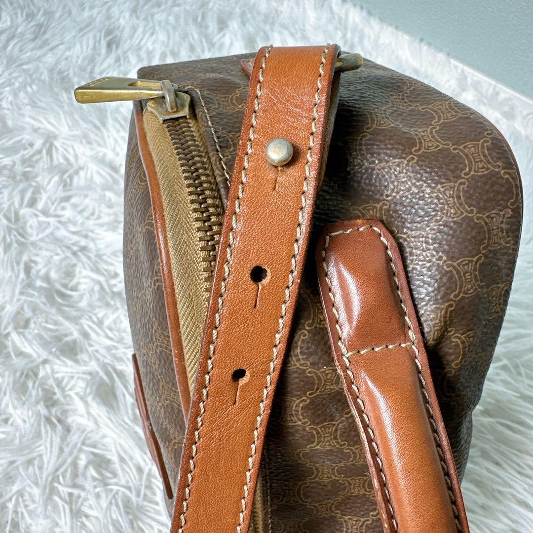 CELINE Shoulder Bag Purse Macadam PVC Leather Brown Authentic