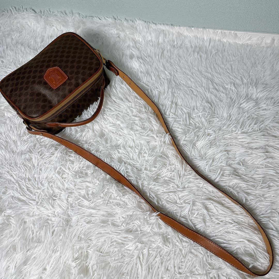 CELINE Shoulder Bag Purse Macadam PVC Leather Brown Authentic