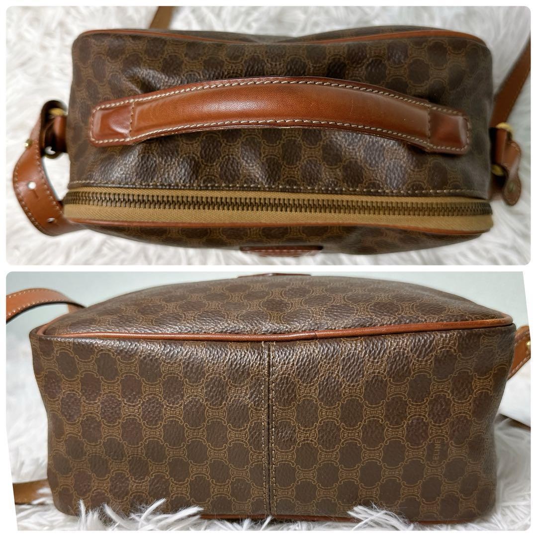 CELINE Shoulder Bag Purse Macadam PVC Leather Brown Authentic