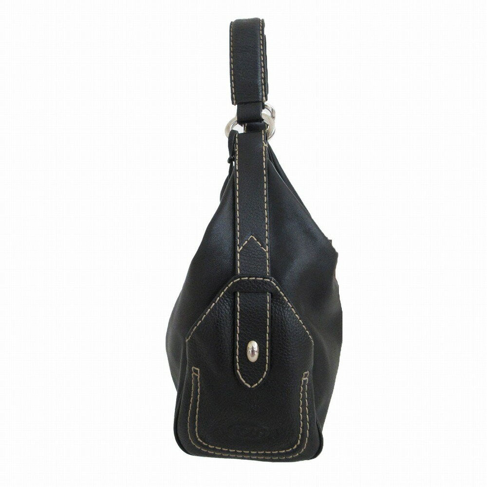 TOD'S Shoulder Bag Purse Leather Black Authentic
