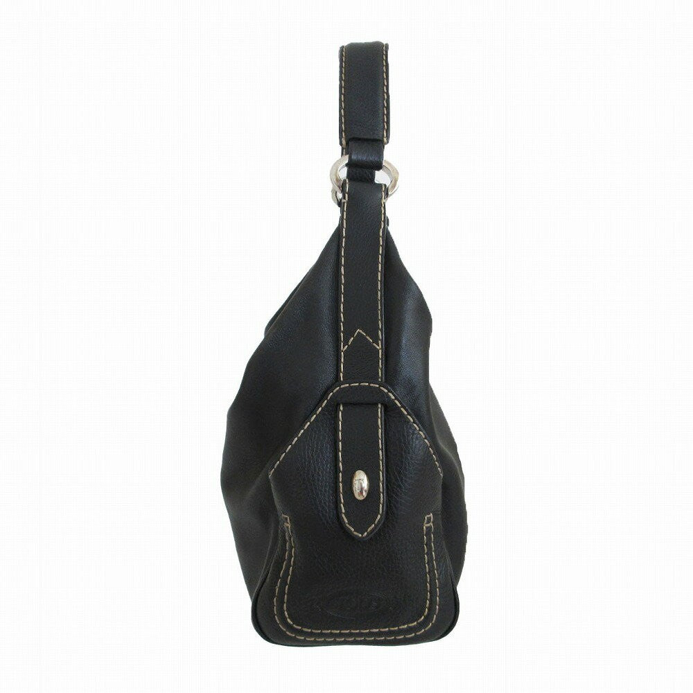 TOD'S Shoulder Bag Purse Leather Black Authentic