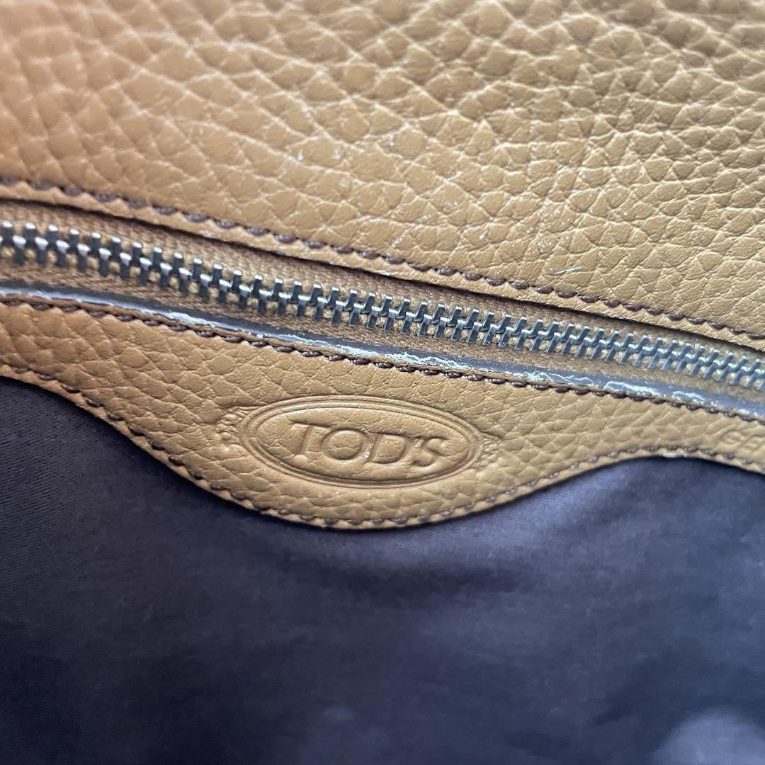 TOD'S Hand Bag Tote Purse Leather Brown Authentic