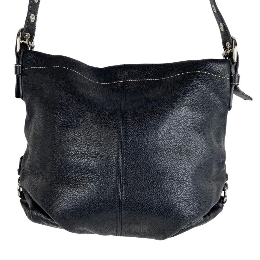 COACH Shoulder Bag Purse Leather Black Authentic