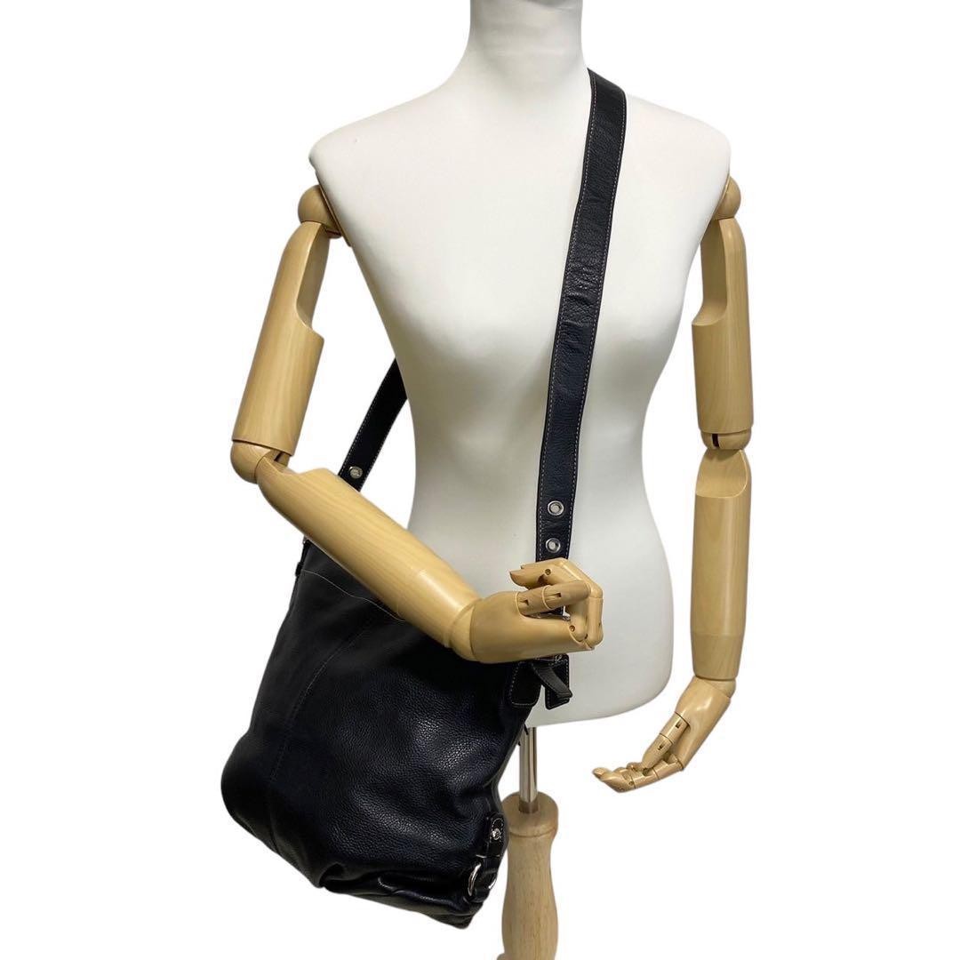 COACH Shoulder Bag Purse Leather Black Authentic