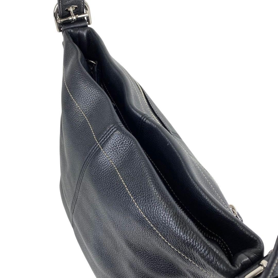 COACH Shoulder Bag Purse Leather Black Authentic