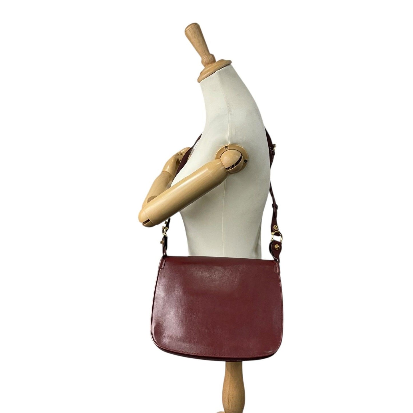 Cartier Shoulder Bag Purse Must Leather Bordeaux Authentic