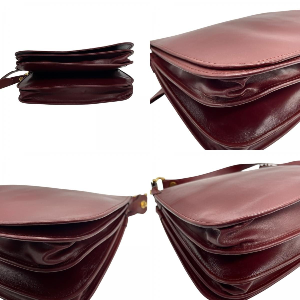 Cartier Shoulder Bag Purse Must Leather Bordeaux Authentic