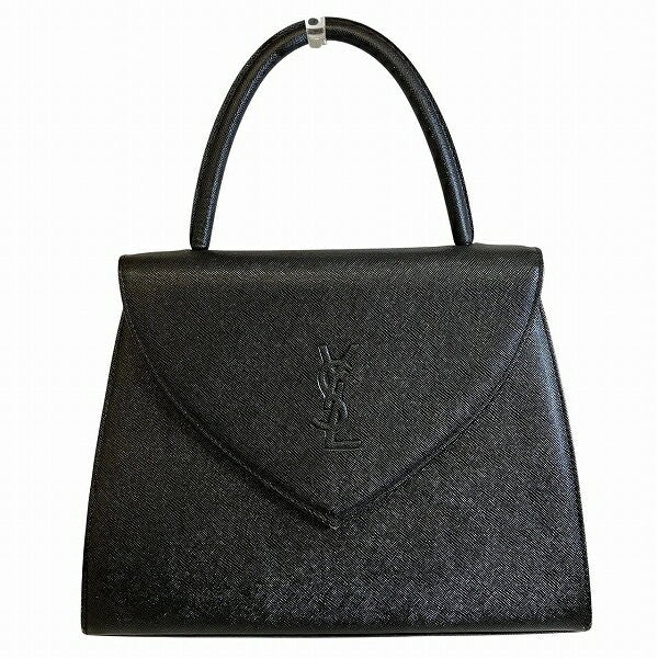 Saint Laurent Hand Bag Tote Purse YSL Cassandra Leather Black Authentic