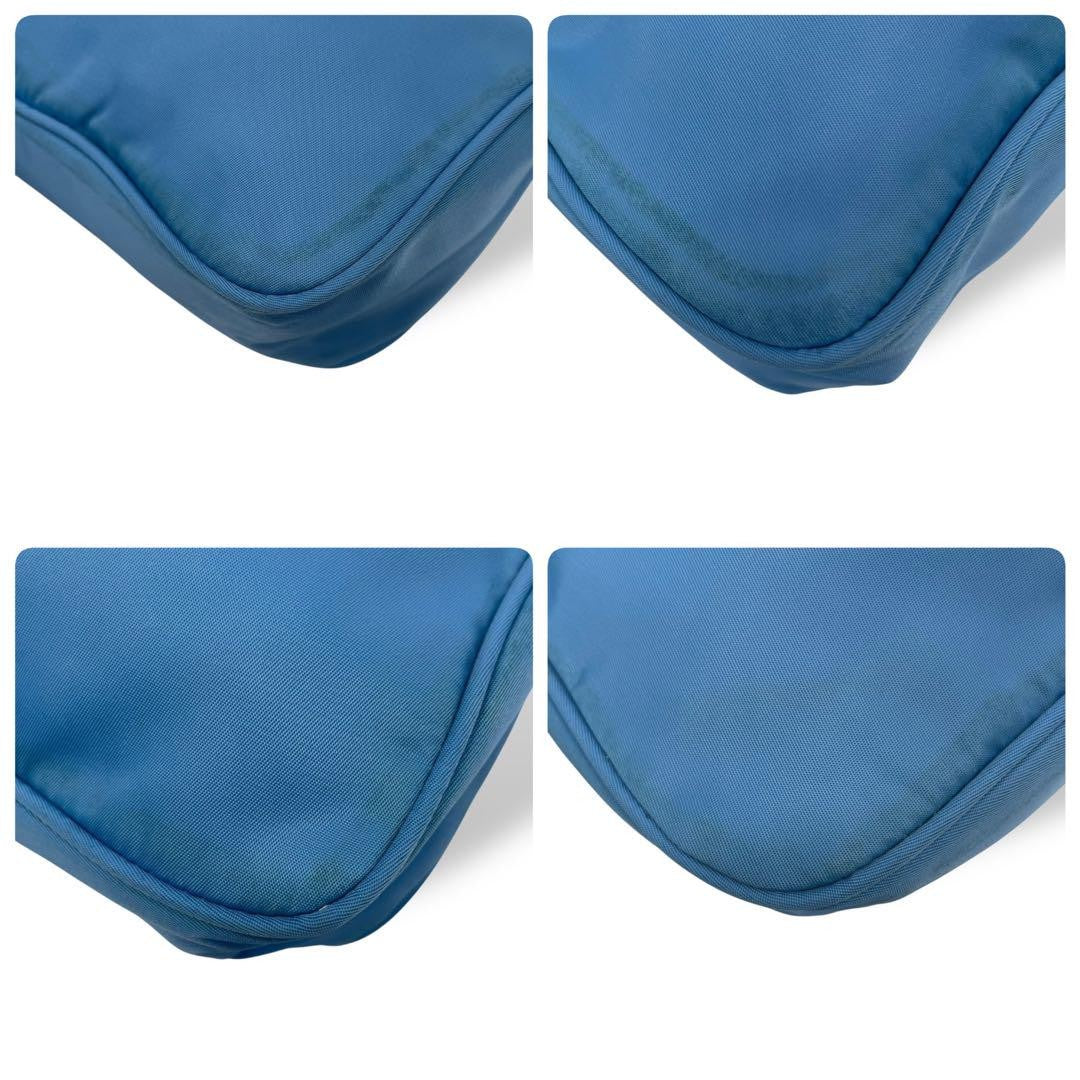 PRADA Accessory Pouch Hand Bag Tote Purse Logo Nylon Blue Authentic