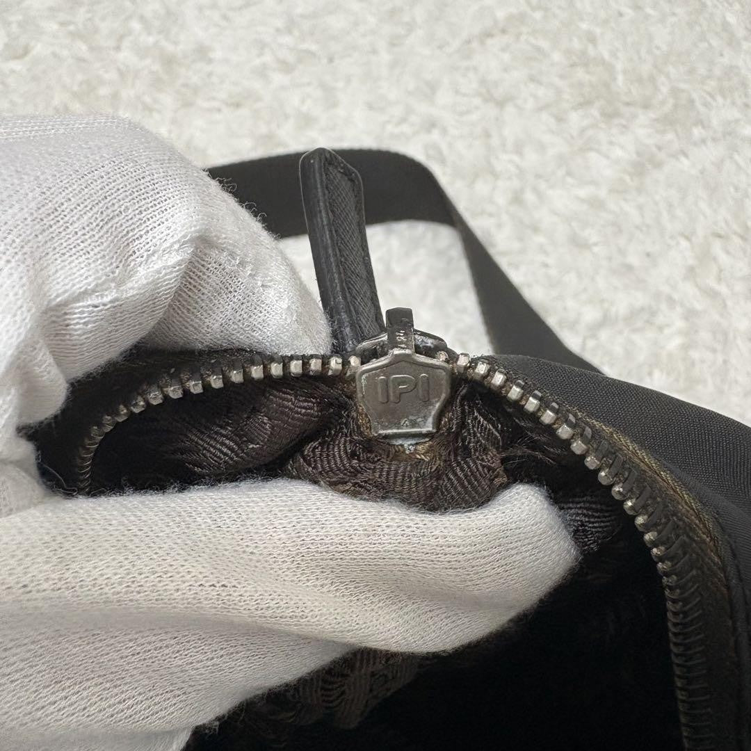 PRADA Shoulder Bag Purse Logo Nylon Leather Black Authentic