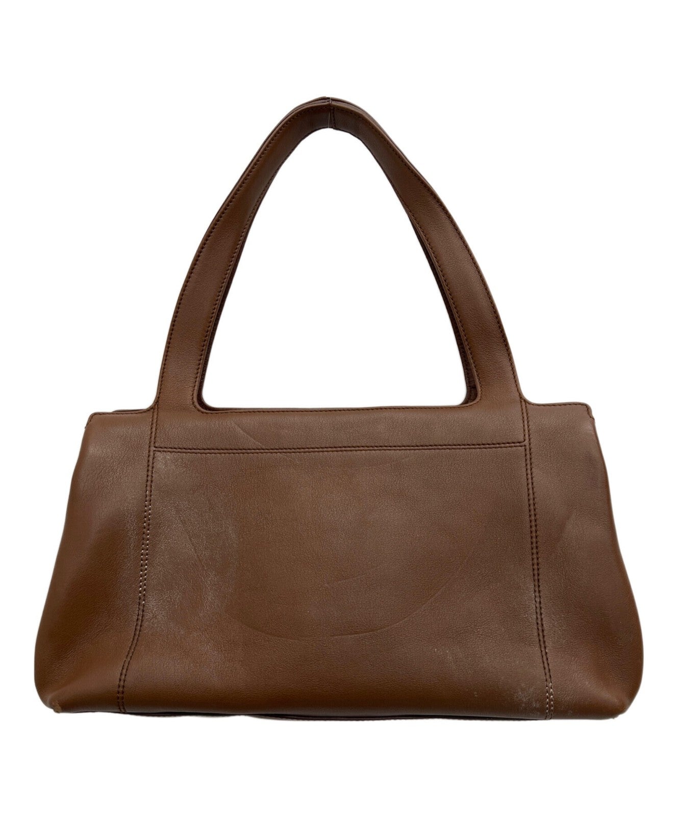 Salvatore Ferragamo Hand Bag Tote Purse Gancini Leather Brown Authentic