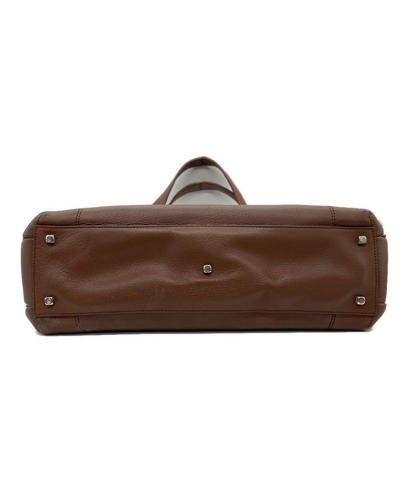 Salvatore Ferragamo Hand Bag Tote Purse Gancini Leather Brown Authentic