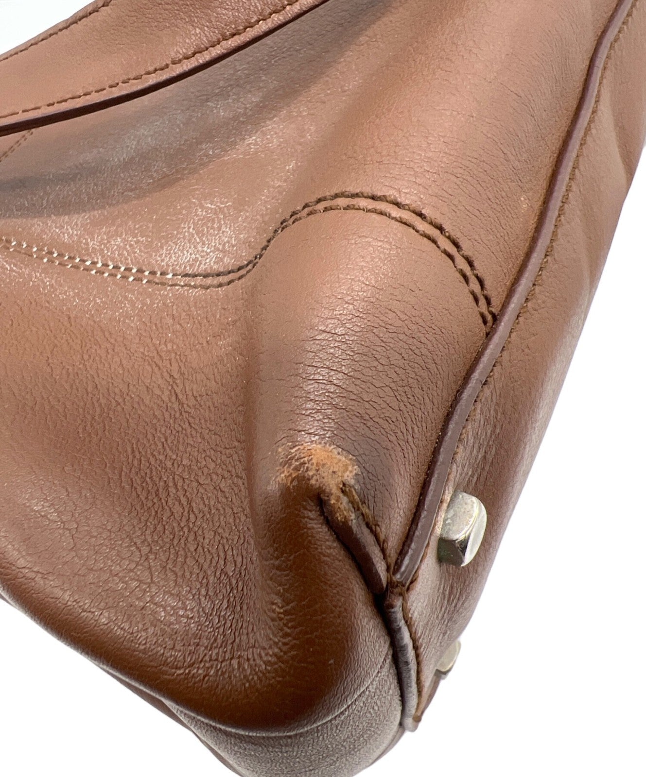 Salvatore Ferragamo Hand Bag Tote Purse Gancini Leather Brown Authentic