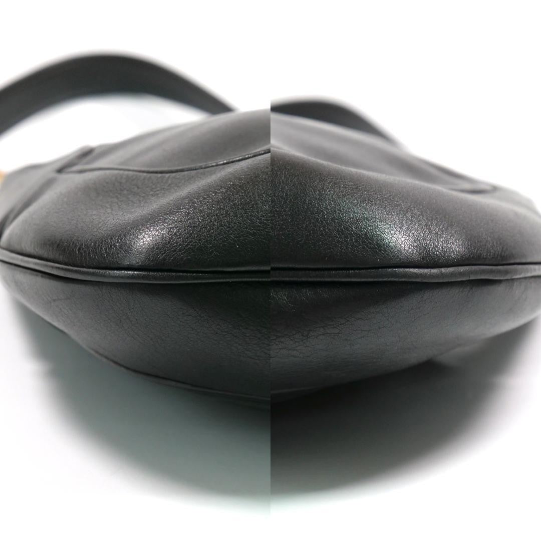 Salvatore Ferragamo Shoulder Bag Purse Leather Black Authentic