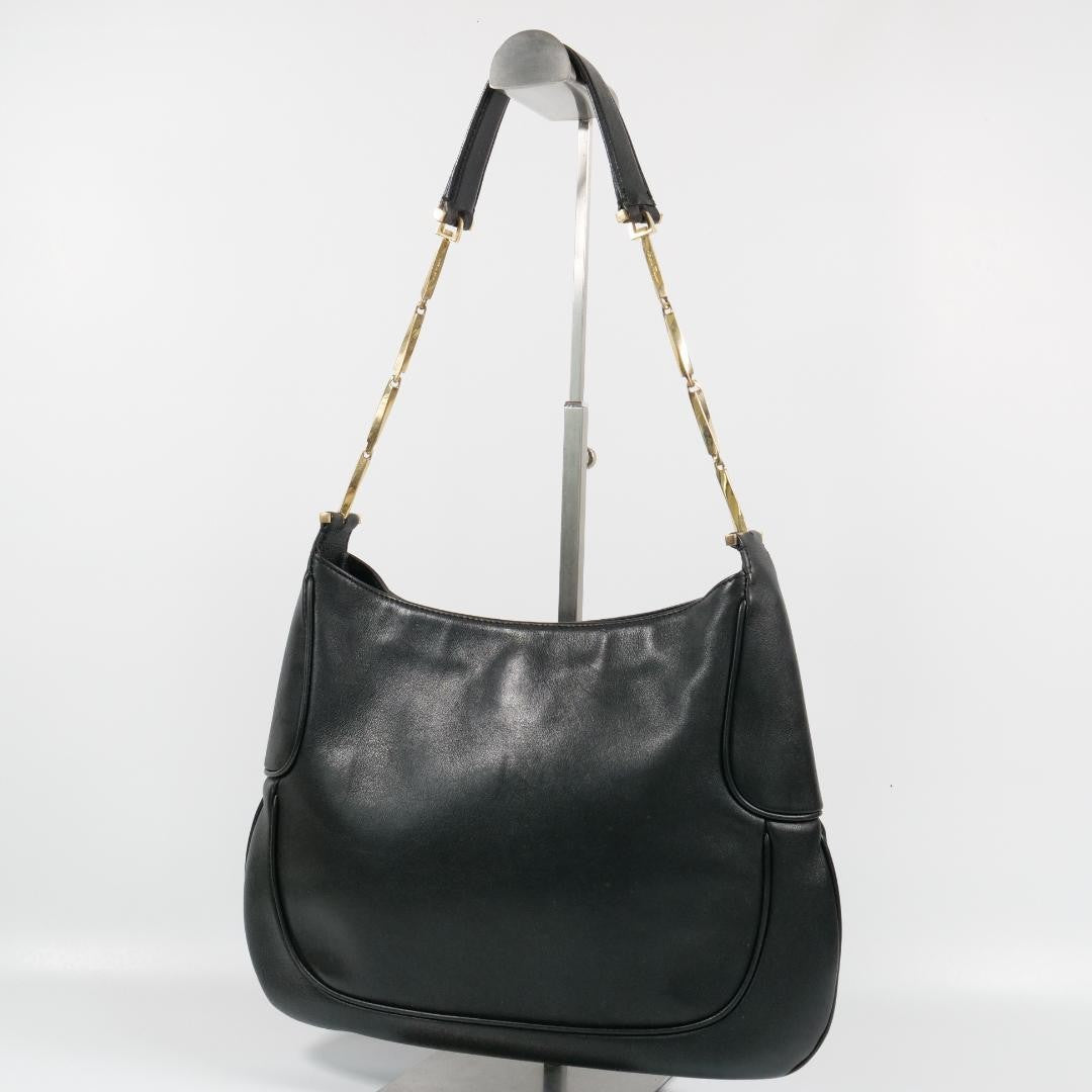 Salvatore Ferragamo Shoulder Bag Purse Leather Black Authentic
