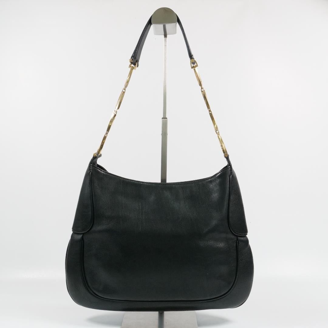 Salvatore Ferragamo Shoulder Bag Purse Leather Black Authentic