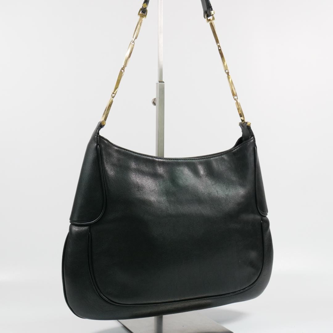 Salvatore Ferragamo Shoulder Bag Purse Leather Black Authentic