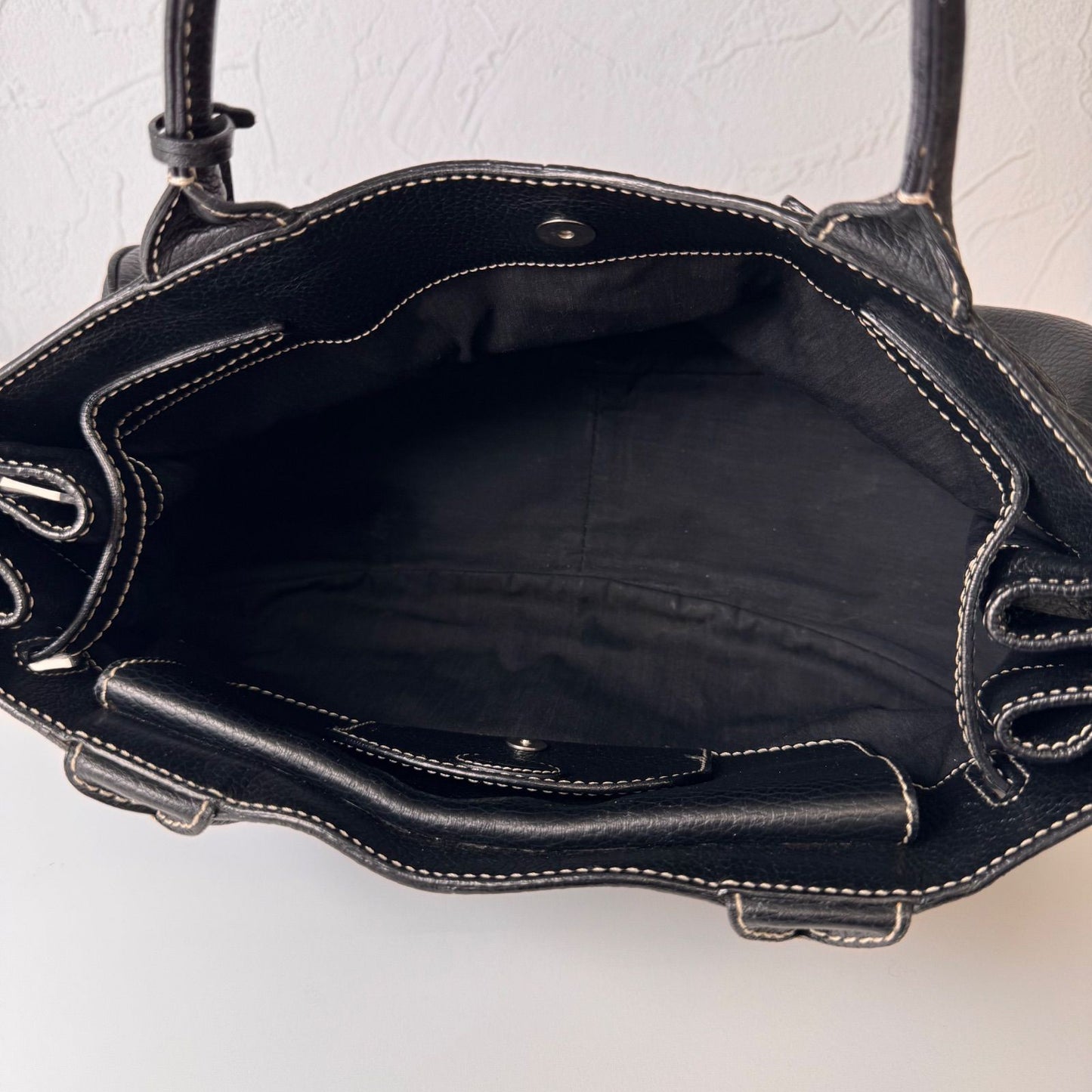 TOD'S Hand Bag Tote Purse Leather Black Authentic