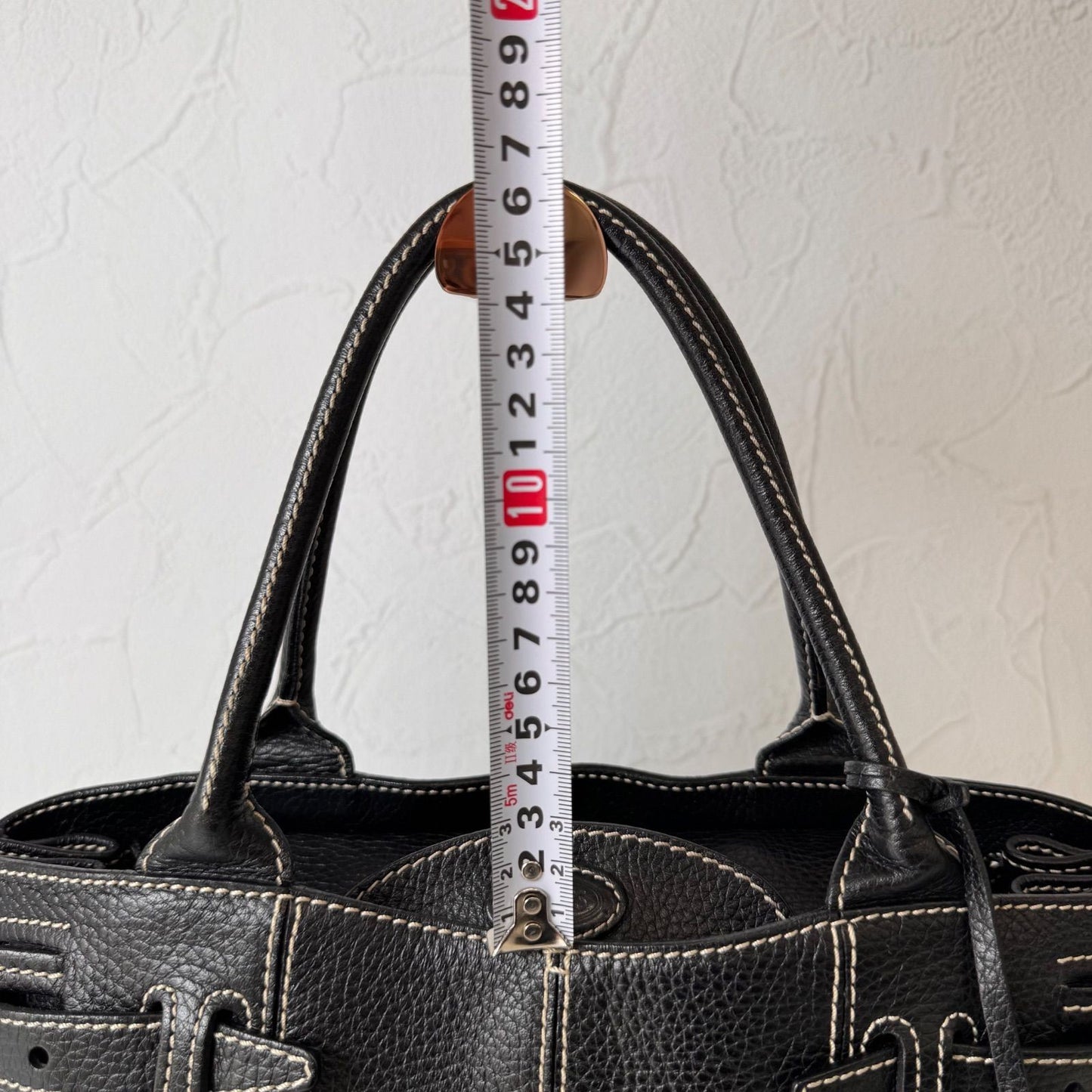 TOD'S Hand Bag Tote Purse Leather Black Authentic
