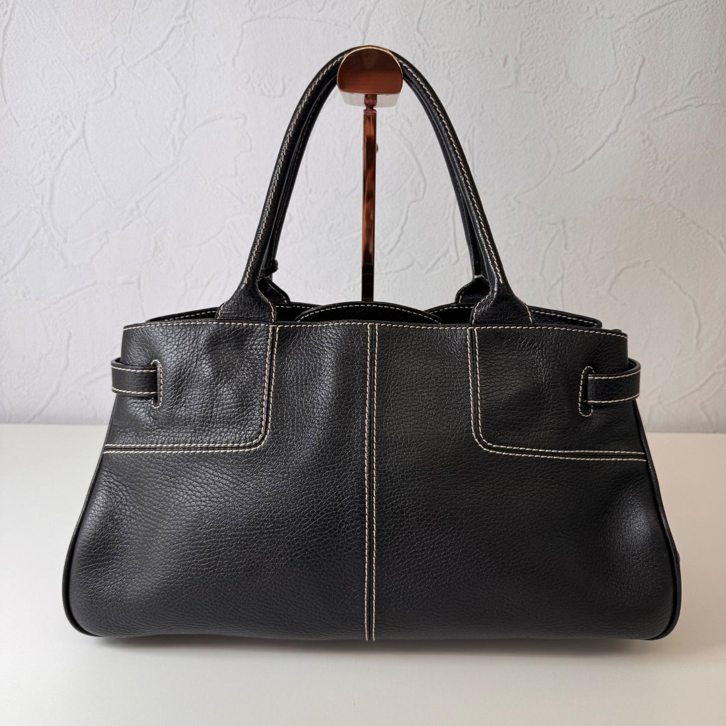 TOD'S Hand Bag Tote Purse Leather Black Authentic