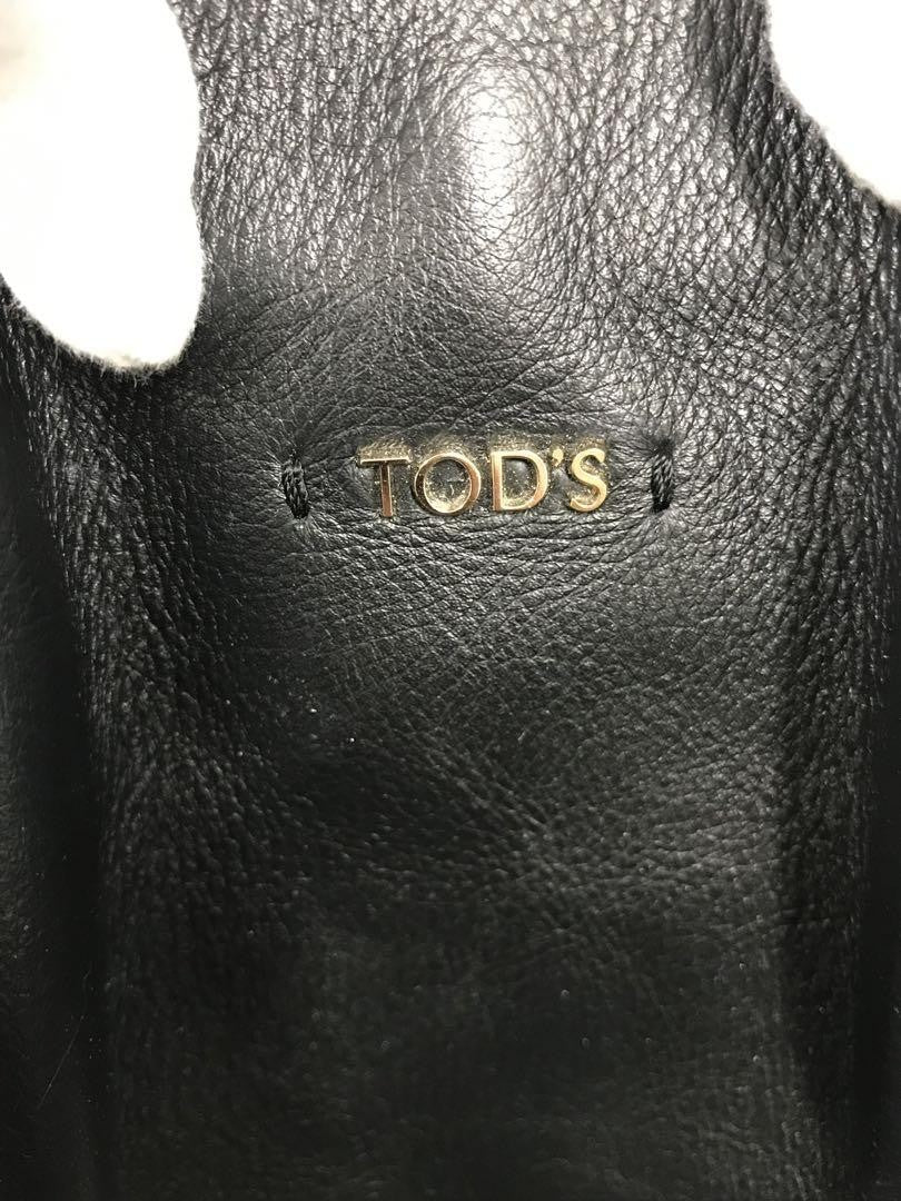 TOD'S Hand Bag Tote Purse Leather Black Authentic