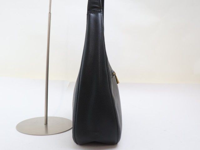 Longchamp Shoulder Bag Purse Leather Black Authentic