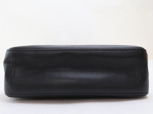 Longchamp Shoulder Bag Purse Leather Black Authentic