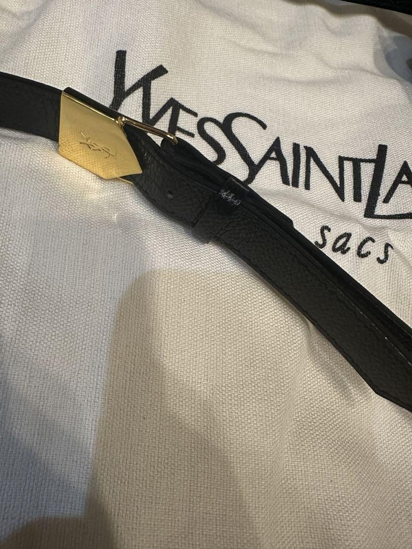 Saint Laurent Shoulder Bag Purse YSL Cassandra Leather Black Authentic