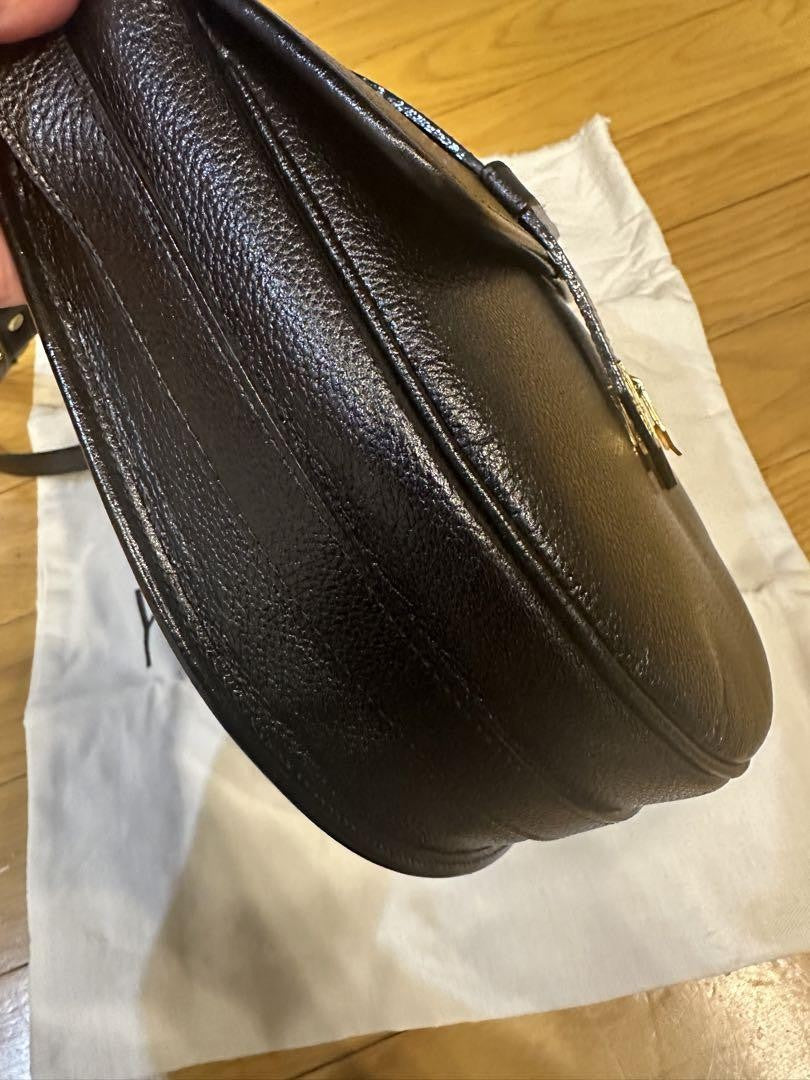 Saint Laurent Shoulder Bag Purse YSL Cassandra Leather Black Authentic