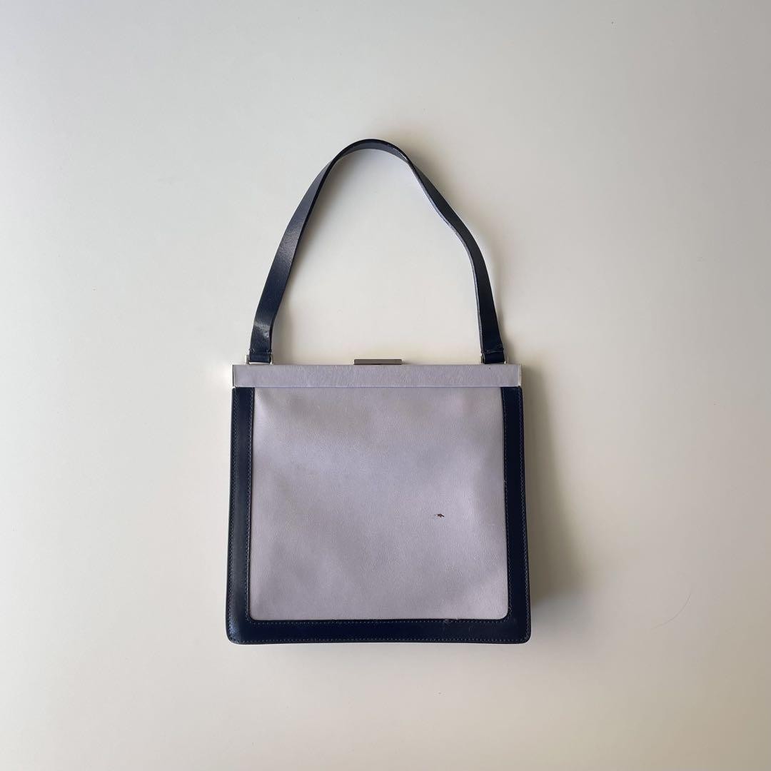 MIU MIU Hand Bag Tote Purse Logo Leather Authentic