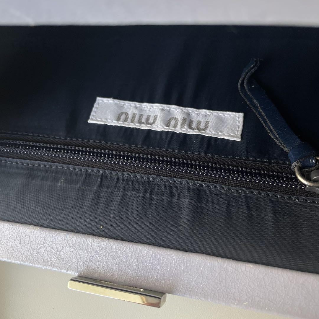 MIU MIU Hand Bag Tote Purse Logo Leather Authentic