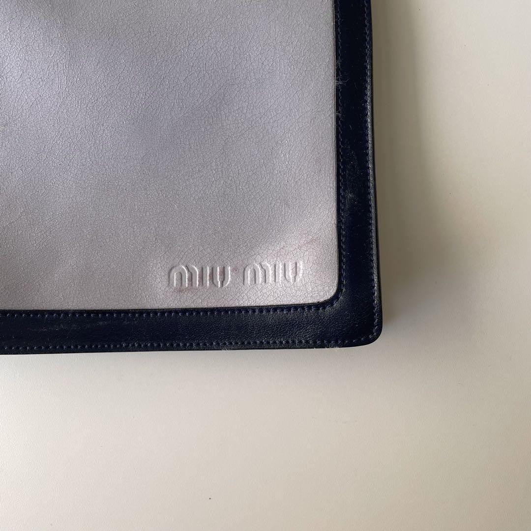 MIU MIU Hand Bag Tote Purse Logo Leather Authentic