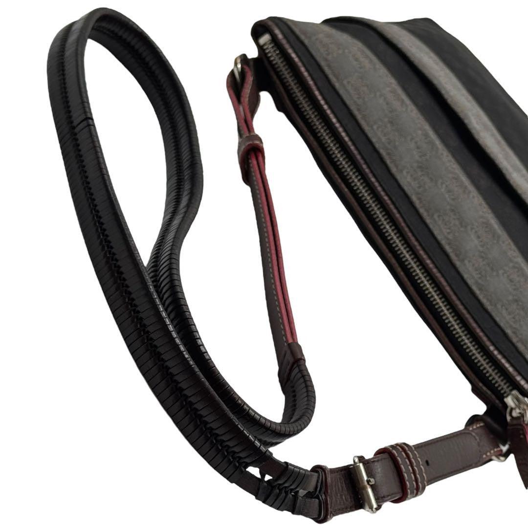 LOEWE Shoulder Bag Purse Anagram Canvas Leather Black Gray Brown Authentic