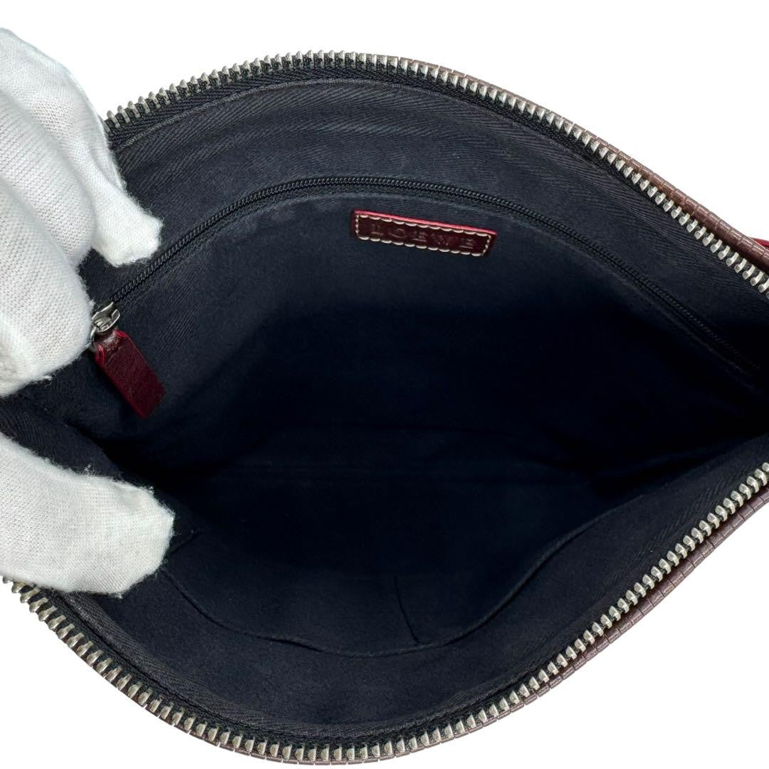 LOEWE Shoulder Bag Purse Anagram Canvas Leather Black Gray Brown Authentic
